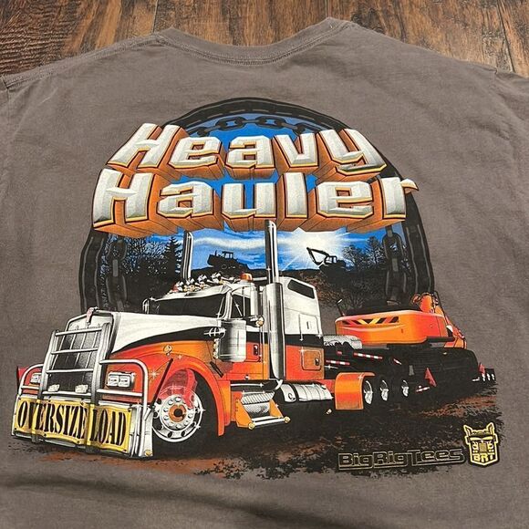 VINTAGE HEAVY HAULER GILDAN T-SHIRT - LARGE GREY COTTON graphic tee - Picture 3 of 8